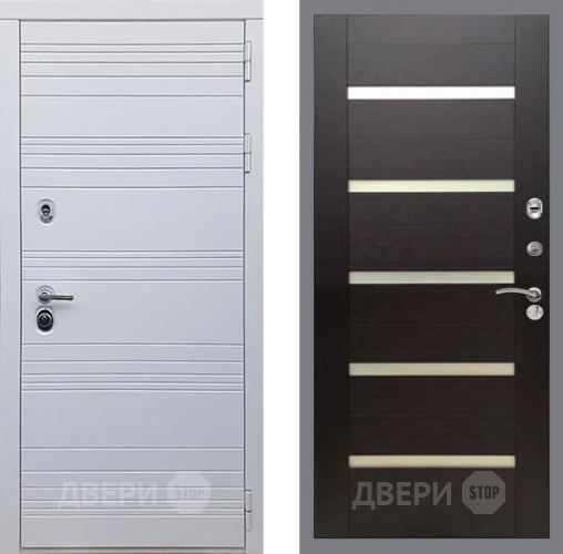 Входная металлическая Дверь Рекс (REX) 14 Силк Сноу СБ-14 стекло белое венге поперечный в Ногинск