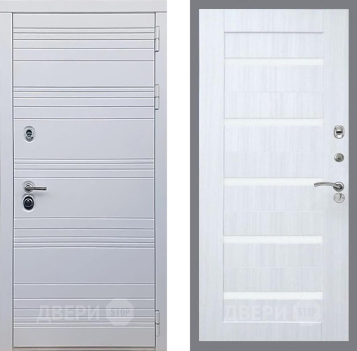 Входная металлическая Дверь Рекс (REX) 14 Силк Сноу СБ-14 стекло белое Сандал белый в Ногинск