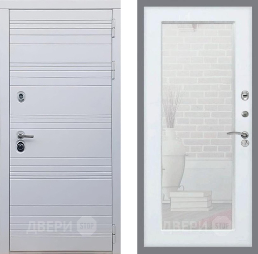 Входная металлическая Дверь Рекс (REX) 14 Силк Сноу Зеркало Пастораль Силк Сноу в Ногинск