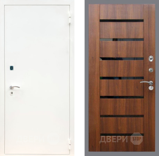 Дверь Рекс (REX) 1А Белая шагрень СБ-14 стекло черное Орех бренди в Ногинск