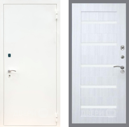 Входная металлическая Дверь Рекс (REX) 1А Белая шагрень СБ-14 стекло белое Сандал белый в Ногинск