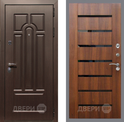 Входная металлическая Дверь Рекс (REX) Эврика СБ-14 стекло черное Орех бренди в Ногинск