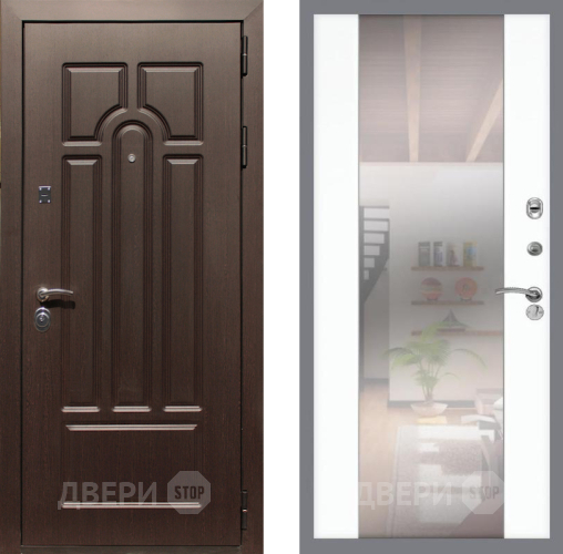 Входная металлическая Дверь Рекс (REX) Эврика СБ-16 Зеркало Силк Сноу в Ногинск