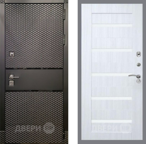 Входная металлическая Дверь Рекс (REX) 15 Черный Кварц СБ-14 стекло белое Сандал белый в Ногинск