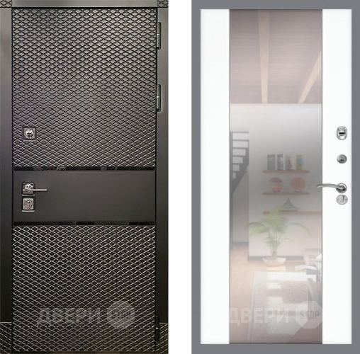 Входная металлическая Дверь Рекс (REX) 15 Черный Кварц СБ-16 Зеркало Силк Сноу в Ногинск