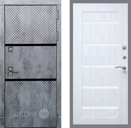 Входная металлическая Дверь Рекс (REX) 15 Бетон Темный СБ-14 стекло белое Сандал белый в Ногинск