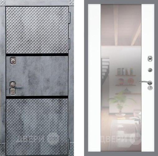 Входная металлическая Дверь Рекс (REX) 15 Бетон Темный СБ-16 Зеркало Силк Сноу в Ногинск
