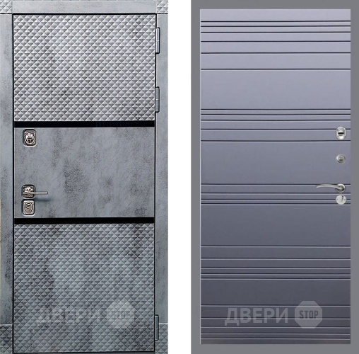 Входная металлическая Дверь Рекс (REX) 15 Бетон Темный Line Силк титан в Ногинск