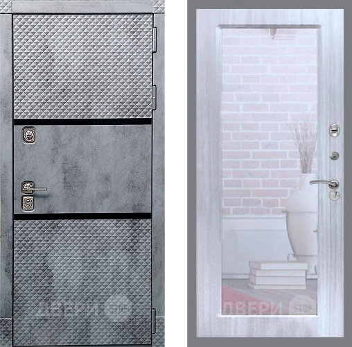 Входная металлическая Дверь Рекс (REX) 15 Бетон Темный Зеркало Пастораль Сандал белый в Ногинск