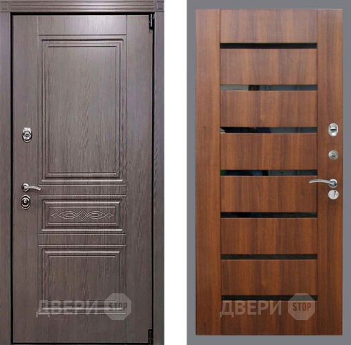 Входная металлическая Дверь Рекс (REX) Премиум-S СБ-14 стекло черное Орех бренди в Ногинск