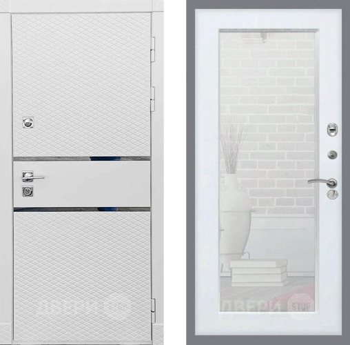 Входная металлическая Дверь Рекс (REX) 15 Силк Сноу Зеркало Пастораль Силк Сноу в Ногинск