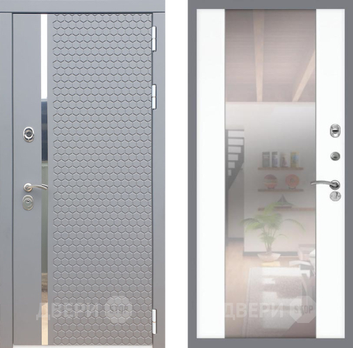 Входная металлическая Дверь Рекс (REX) 24 СБ-16 Зеркало Силк Сноу в Ногинск