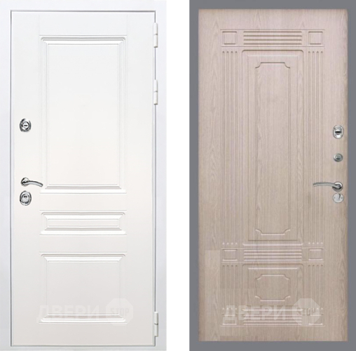 Входная металлическая Дверь Рекс (REX) Премиум-н Силк Сноу FL-2 Беленый дуб в Ногинск