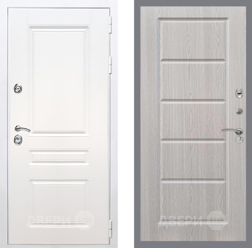 Входная металлическая Дверь Рекс (REX) Премиум-н Силк Сноу FL-39 Беленый дуб в Ногинск