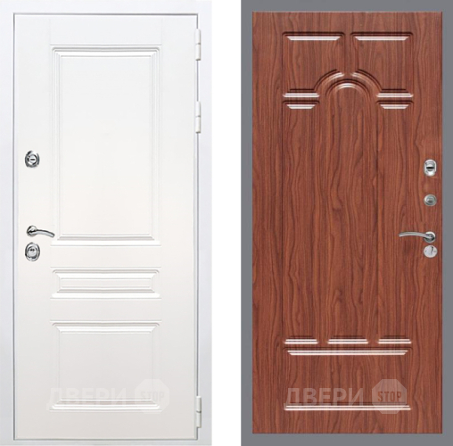 Входная металлическая Дверь Рекс (REX) Премиум-н Силк Сноу FL-58 орех тисненый в Ногинск