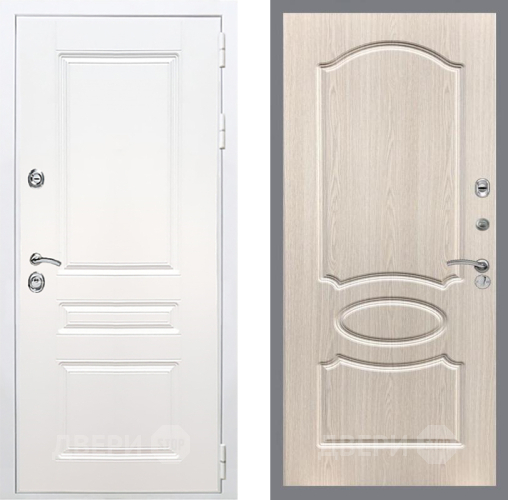 Входная металлическая Дверь Рекс (REX) Премиум-н Силк Сноу FL-128 Беленый дуб в Ногинск