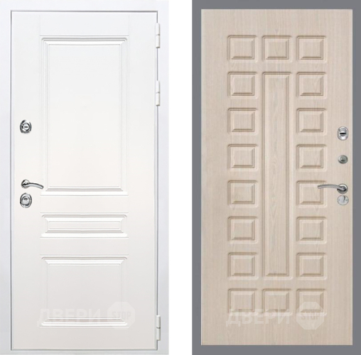 Входная металлическая Дверь Рекс (REX) Премиум-н Силк Сноу FL-183 Беленый дуб в Ногинск