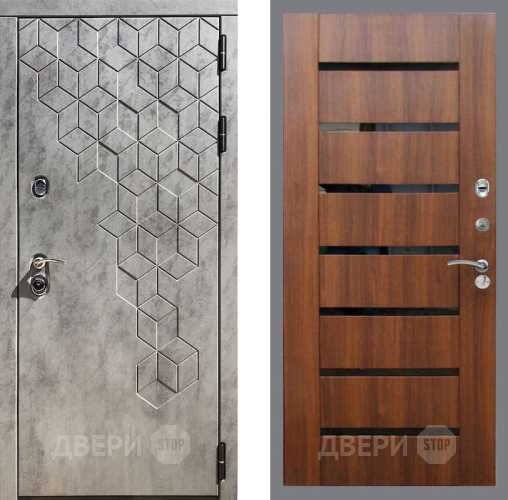 Входная металлическая Дверь Рекс (REX) 23 СБ-14 стекло черное Орех бренди в Ногинск