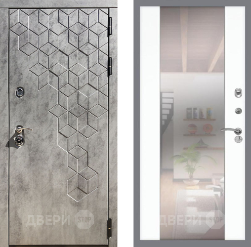 Входная металлическая Дверь Рекс (REX) 23 СБ-16 Зеркало Силк Сноу в Ногинск