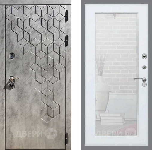 Входная металлическая Дверь Рекс (REX) 23 Зеркало Пастораль Силк Сноу в Ногинск